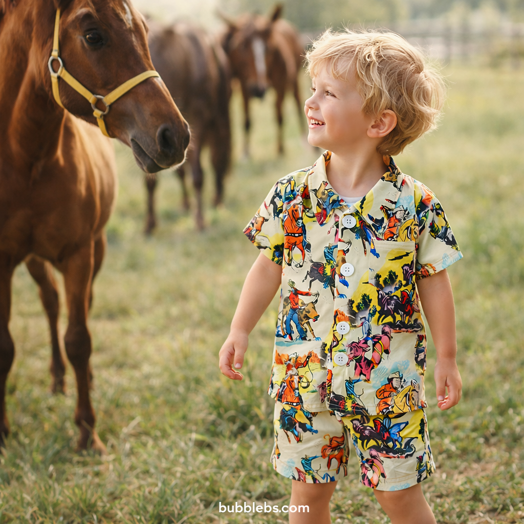 Baby boy clothes Short Sleeve shorts Suit Cowboy Western