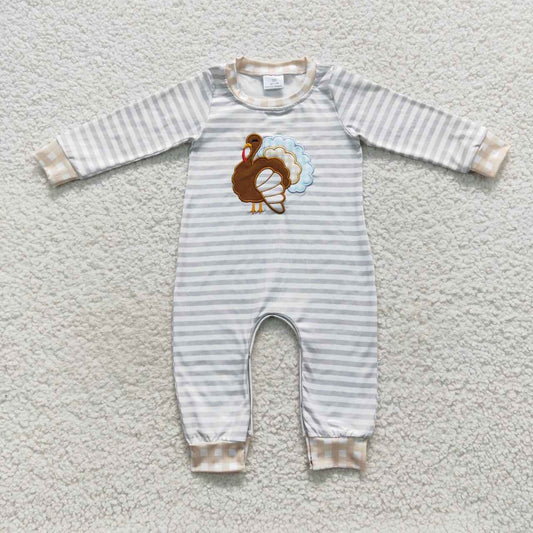 Boys Turkey Striped Long Sleeve Onesie