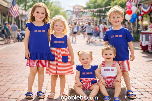 4th Of July Flags Girls Romper