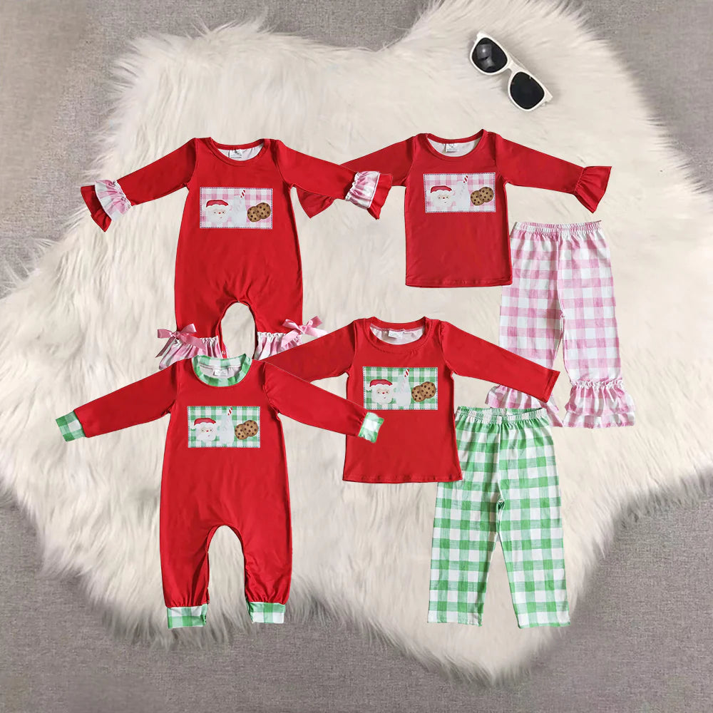 Boy's Plaid Santa Milk & Cookies Set