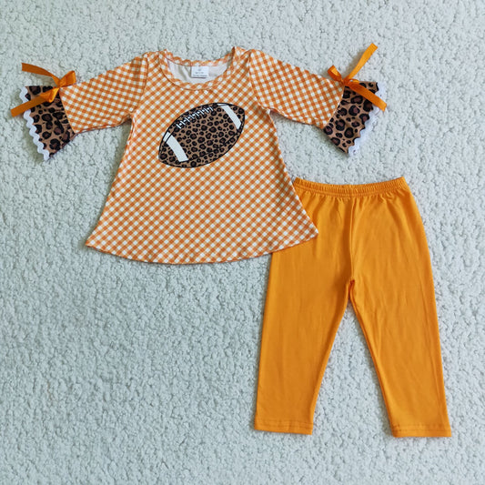 Girls Football Orange Ruffle Set