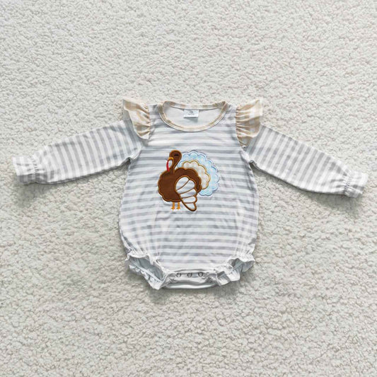 Girls Turkey Striped Long Sleeve Bubble