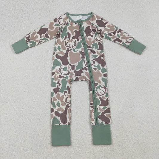 Boys Deer Green Camo Romper Onesie