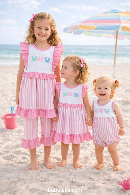 Crabby Cuties Striped Two Piece Set