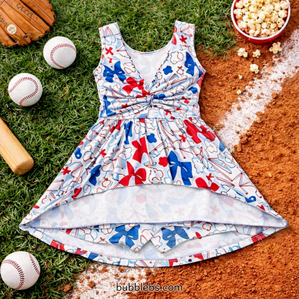 Baseball Bows Sleeveless Dress Skort