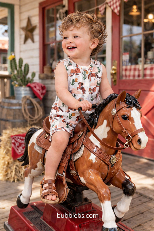 Cowboy Western Boys Romper