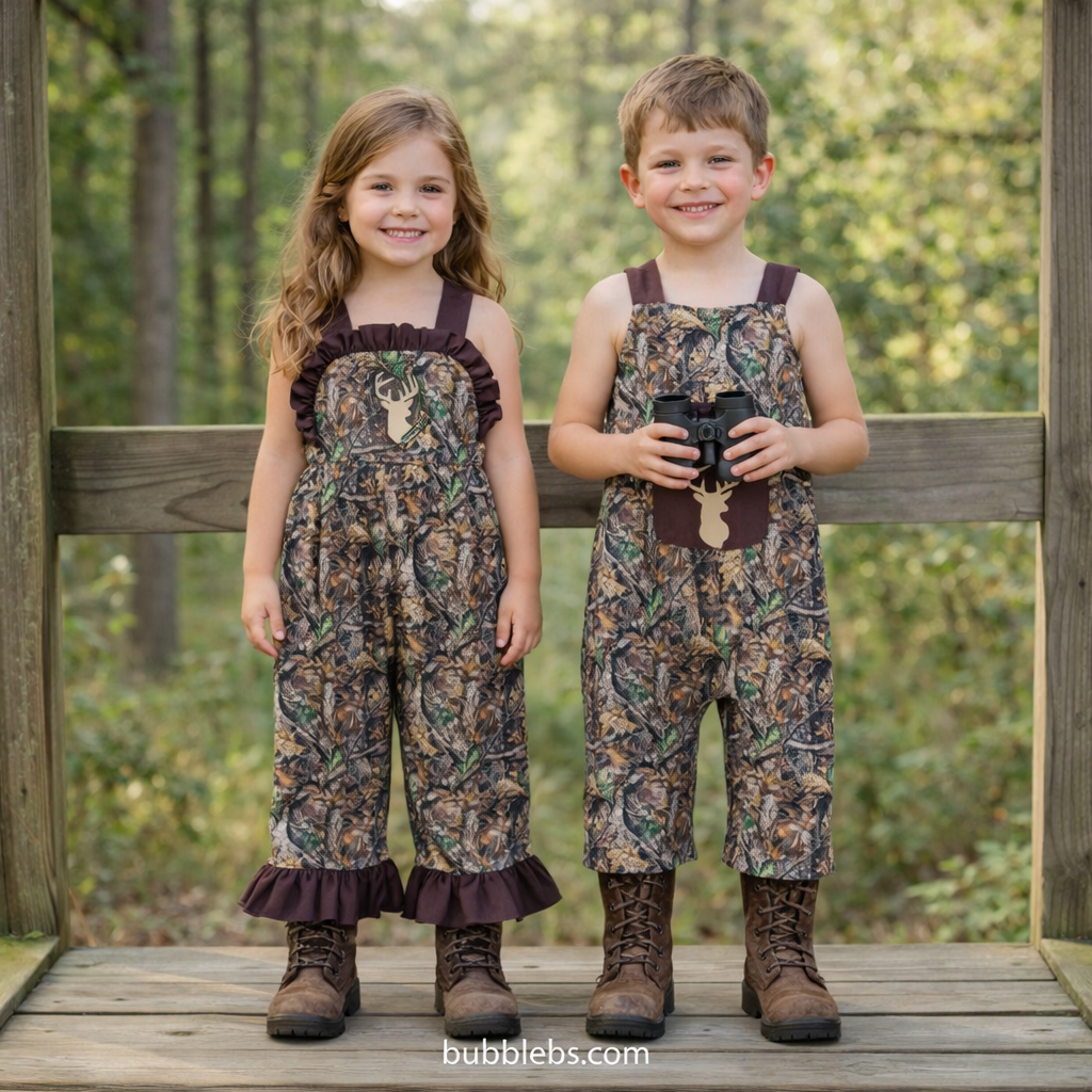 Girls Deer Hunting Camo Ruffle Jumpsuit