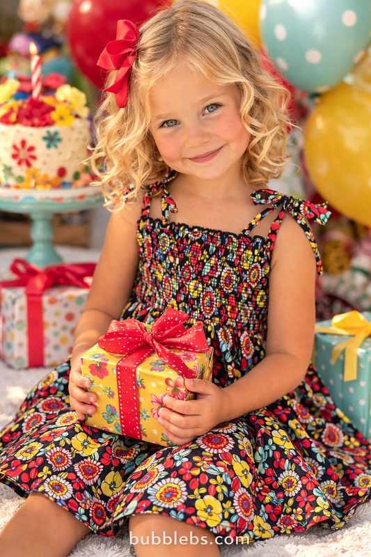 Fiesta Floral Smocked Tie-Strap Dress