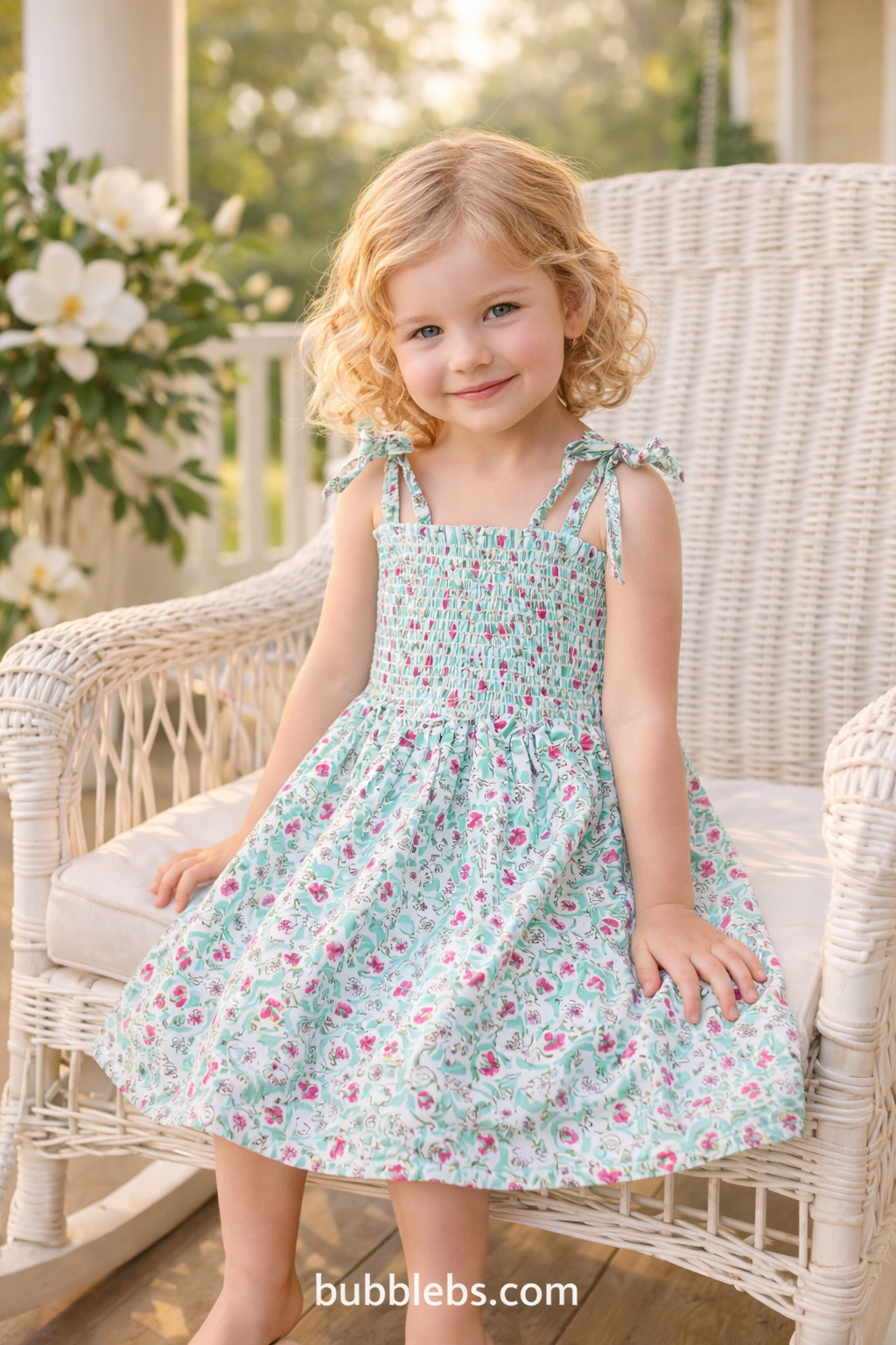 Mint Floral Smocked Sundress