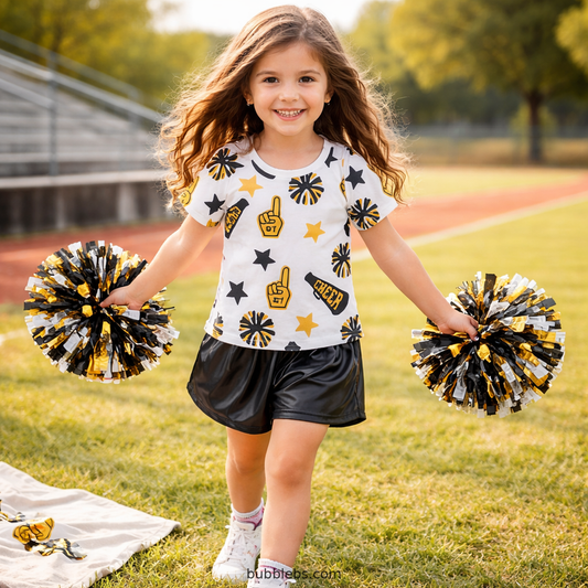 Gold & Black Cheer Spirit Shorts Set