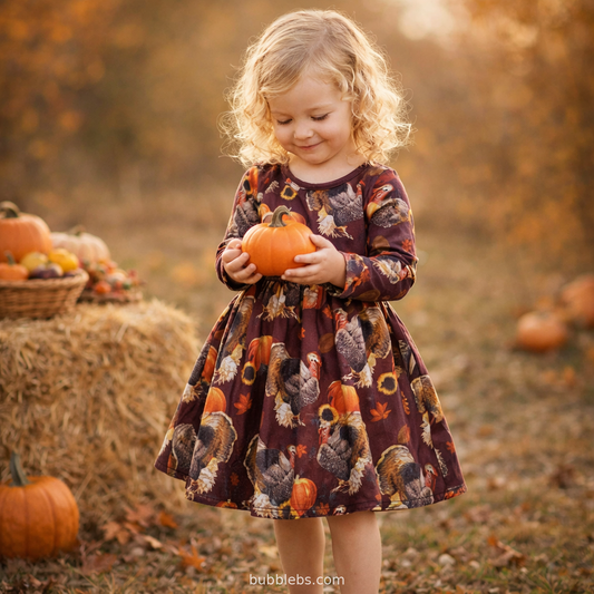 Harvest Turkey Ruffle Thanksgiving Dress