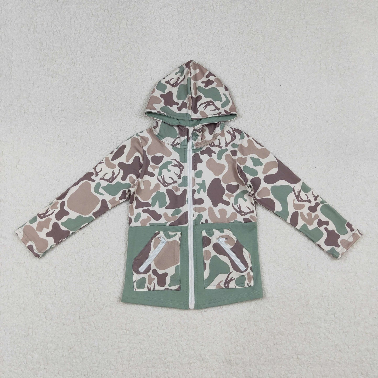 Boys Camo Deer Hooded Jacket