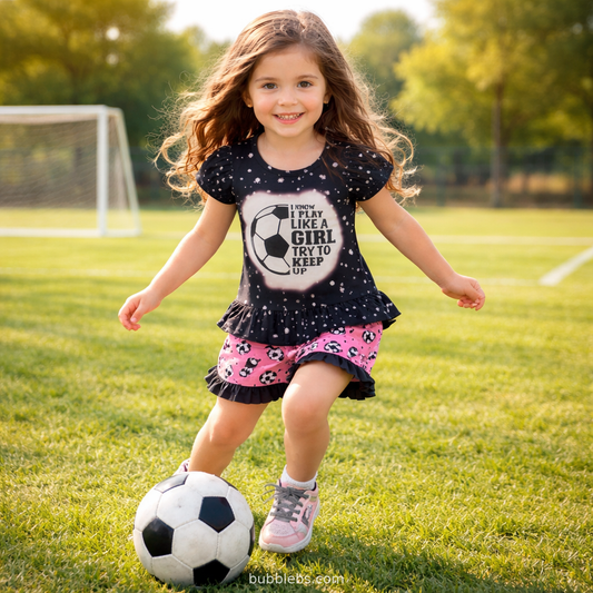 I Know I Play Like a Girl Try to Keep Up Soccer Shorts Set