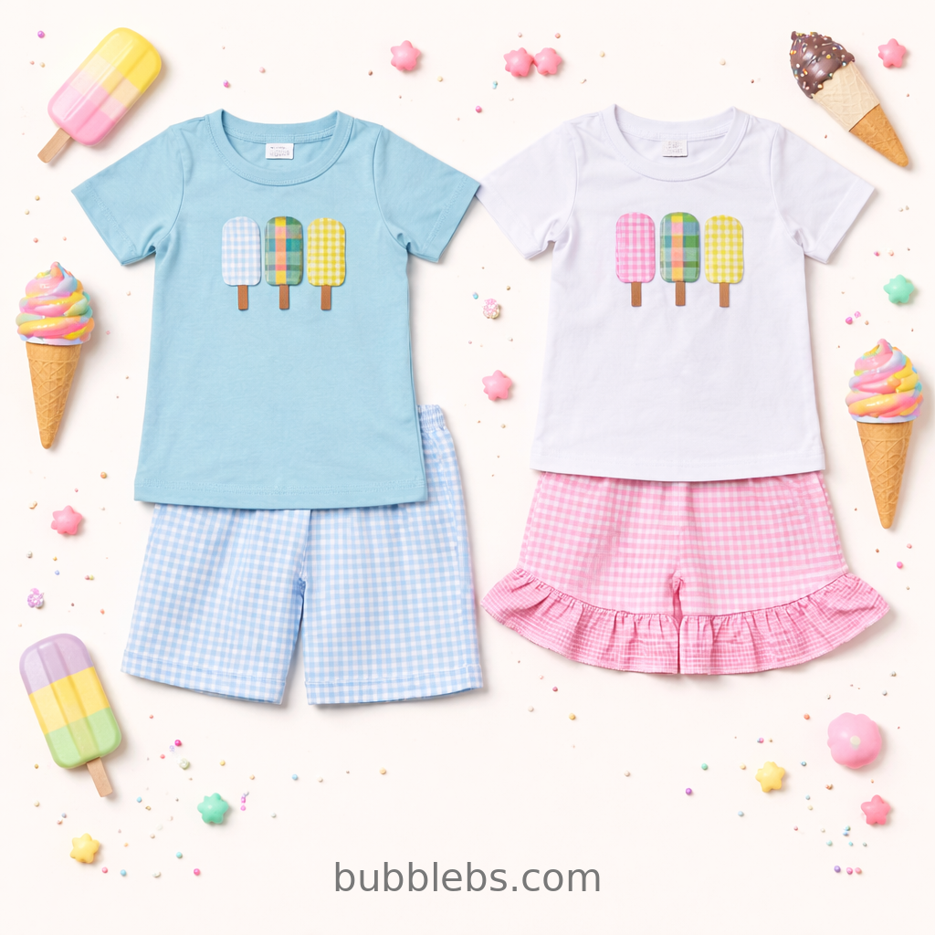 Popsicle Embroidered Boys Two Piece Set