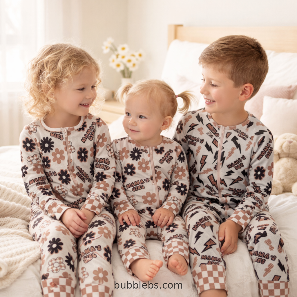Sibling Matching Mama's Girl Floral Print Zip Romper