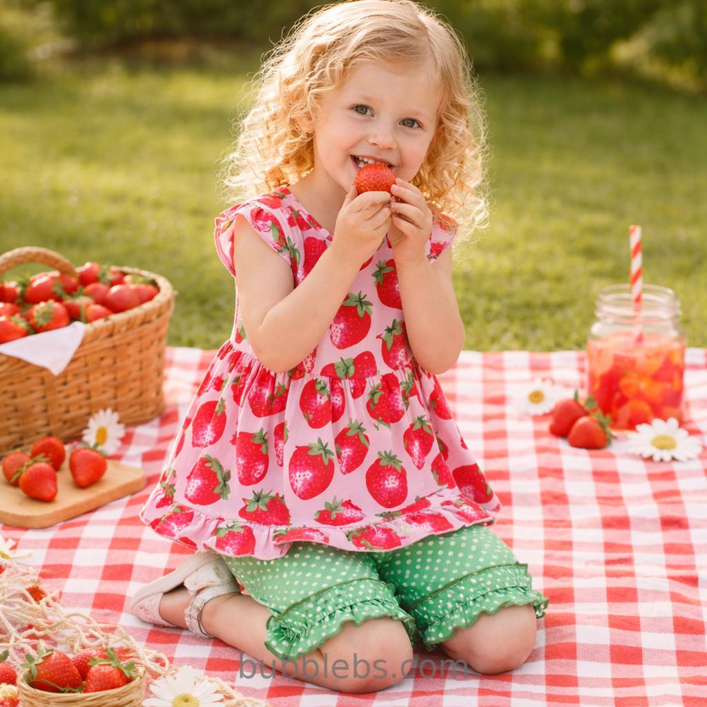 Summer Strawberry Picnic Two-Piece Set
