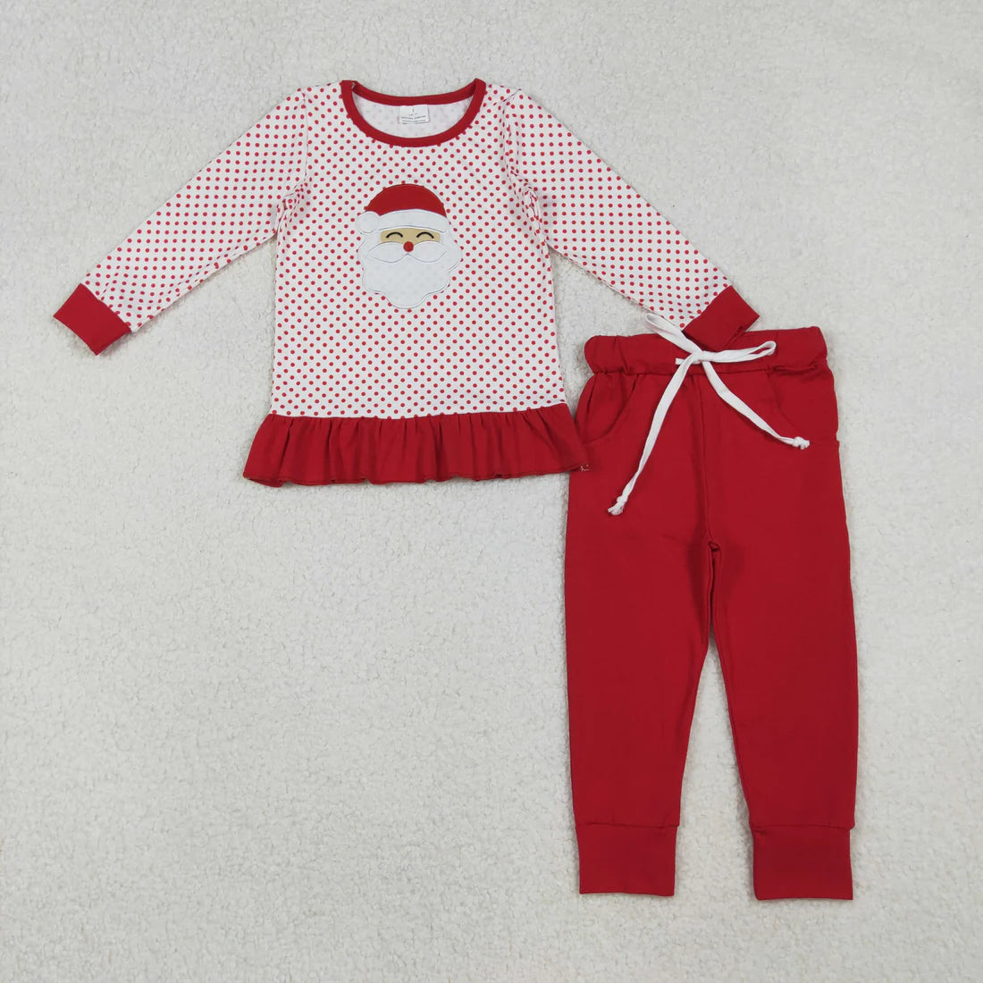 Girls Santa polka dot set