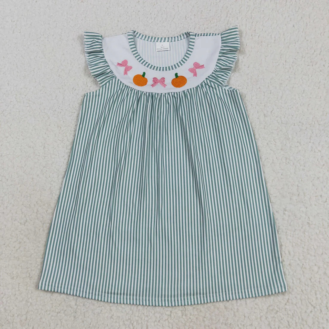 Girls Fall Pumpkin Bow Dress