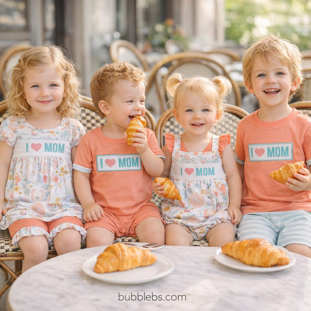 I Love Mom Peach Sibling Set