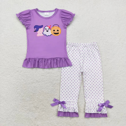 Girls Halloween Ghost Pumpkin purple set