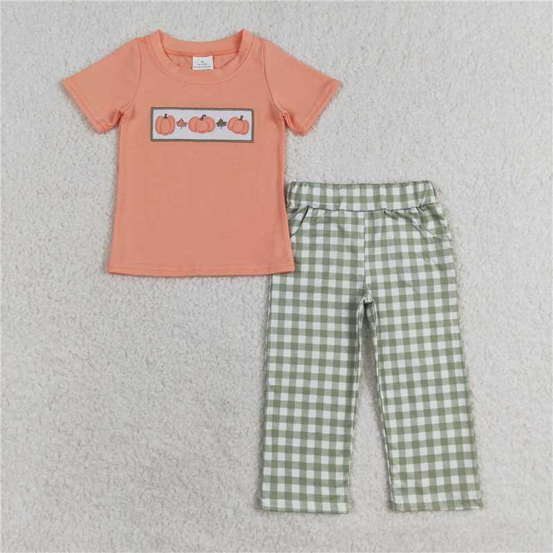 Boys  Pumpkin Leaves Plaid pants