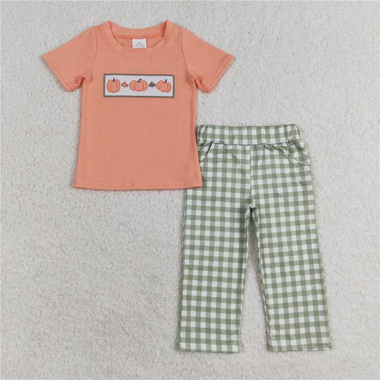 Boys  Pumpkin Leaves Plaid pants