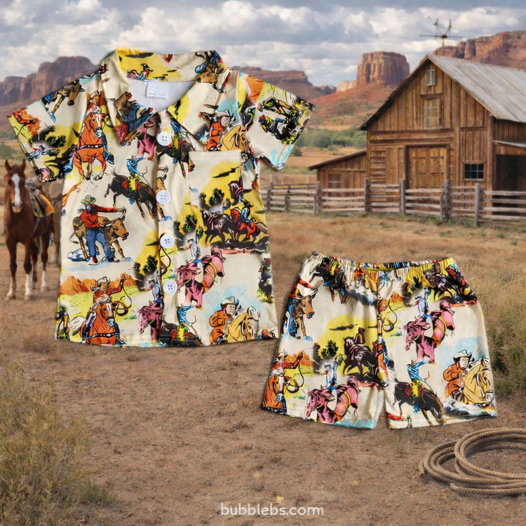 Baby boy clothes Short Sleeve shorts Suit Cowboy Western