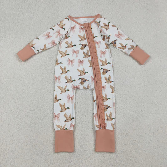 Girls Duck Bow Ruffle Romper