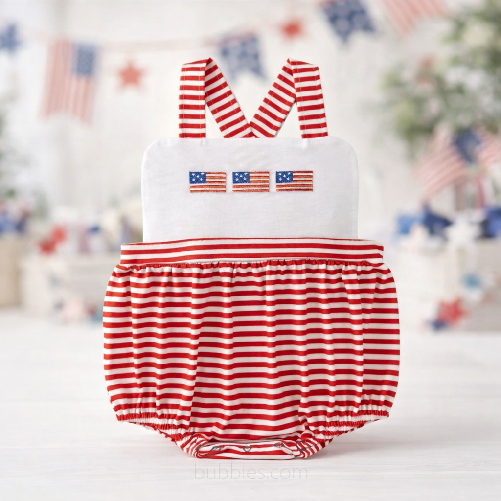 4th Of July Flags Boys Romper
