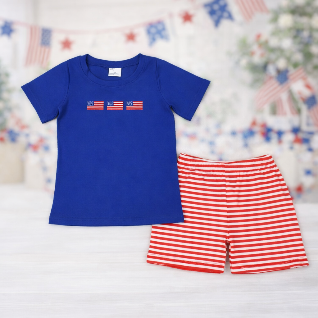 4th Of July Flags Boys Two-Piece Set