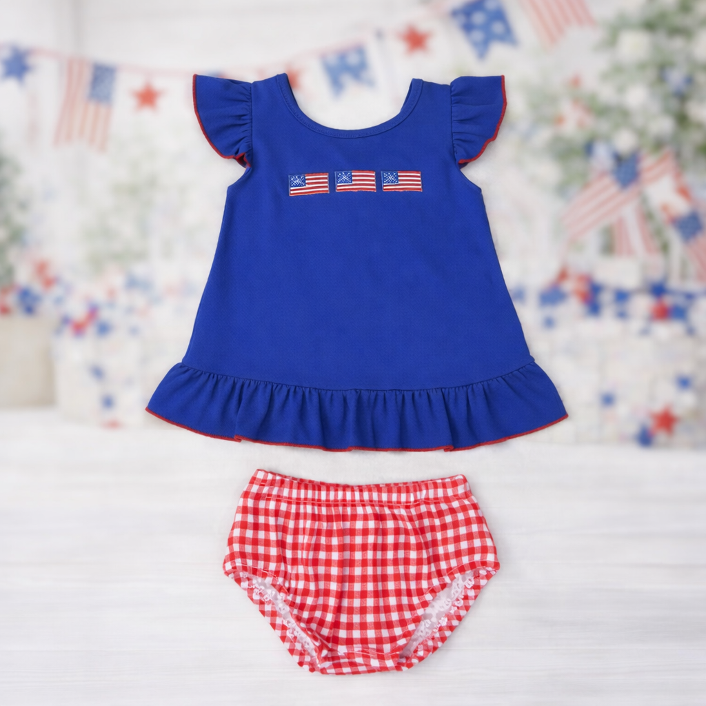 4th Of July Flags Girls Two-Piece Set