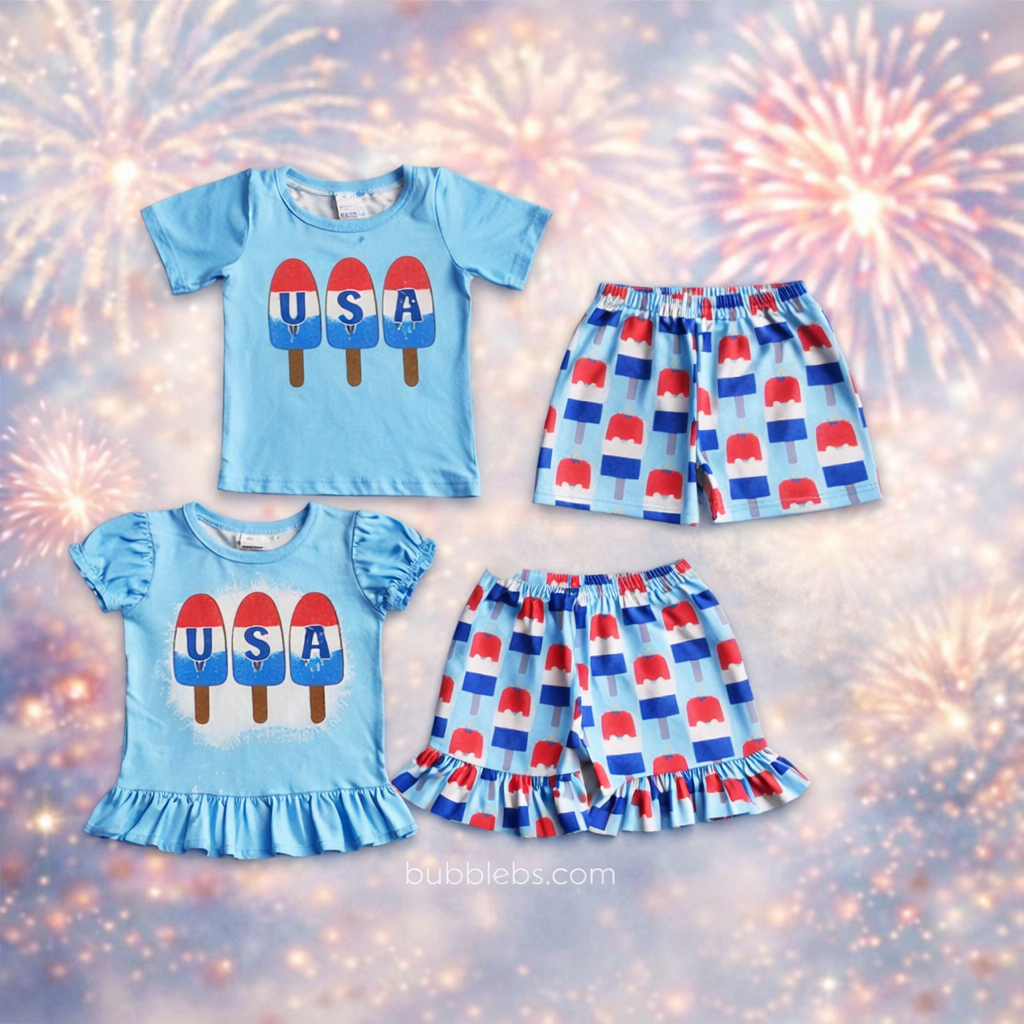 4th of July USA Popsicle Boys Two-Piece Set