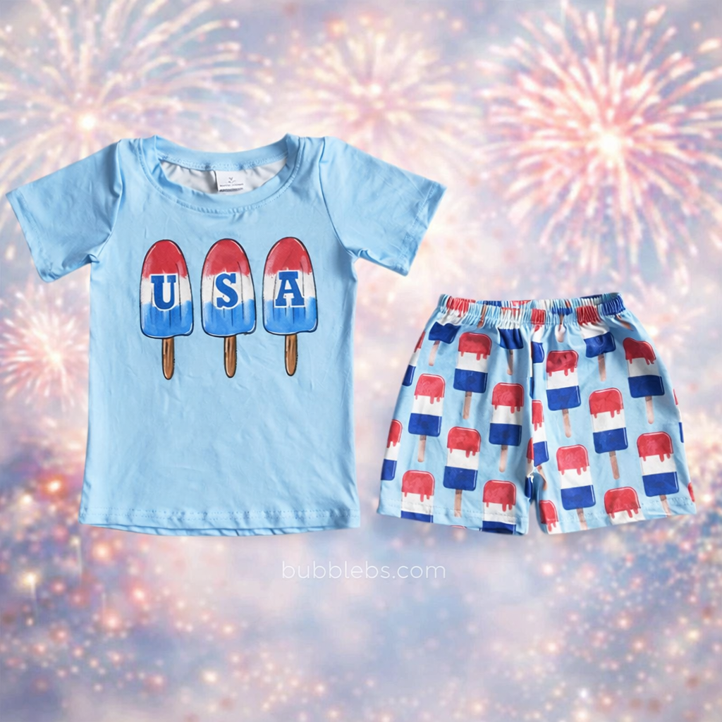 4th of July USA Popsicle Boys Two-Piece Set