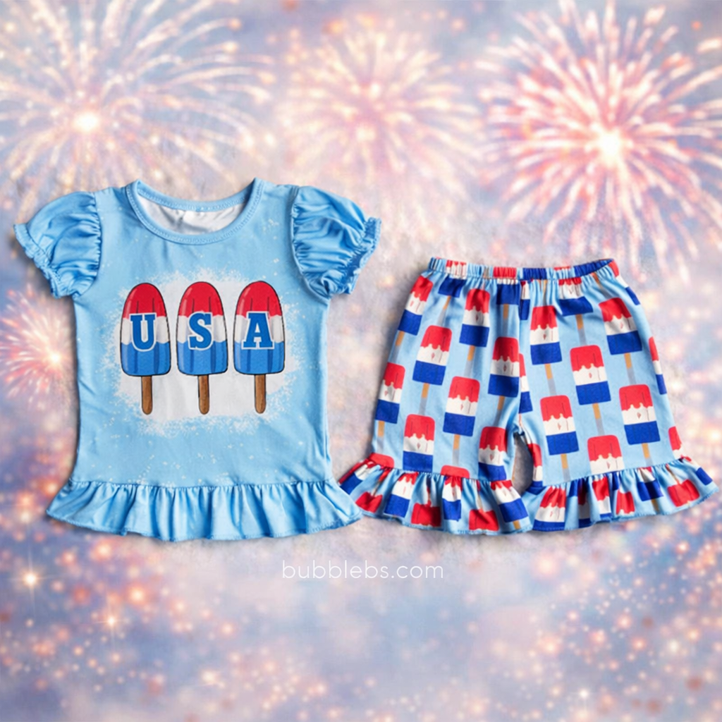 4th of July USA Popsicle Girls Two-Piece Set