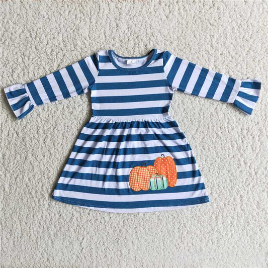 Girls Pumpkin Stripped Dress