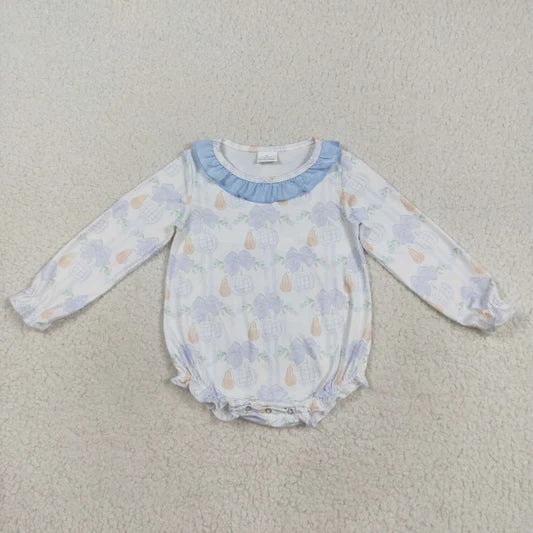 Girls Fall Pumpkin Ruffle neck collar  Bubble