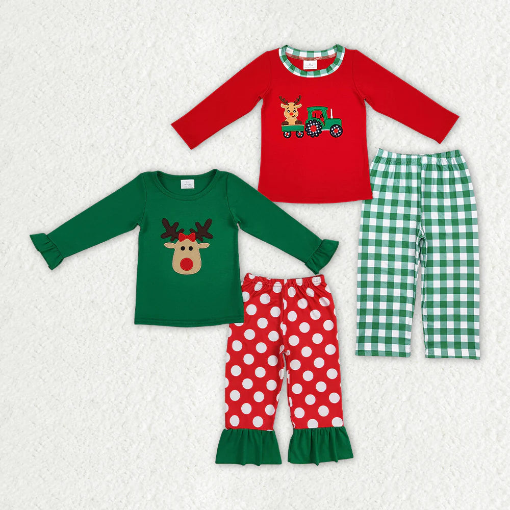 Girls Christmas Red Polka dot Reindeer set (Option for matching boy set)