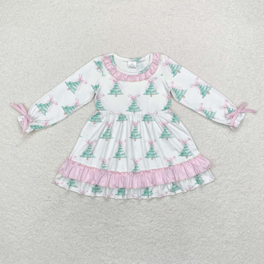 Girls White Christmas Tree Dress