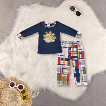 Boys Turkey Plaid pant Set