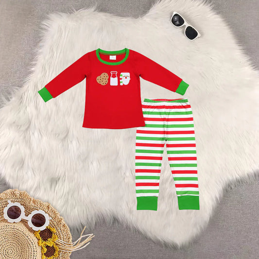 Boys "Milk, Cookies, Santa" Striped Set