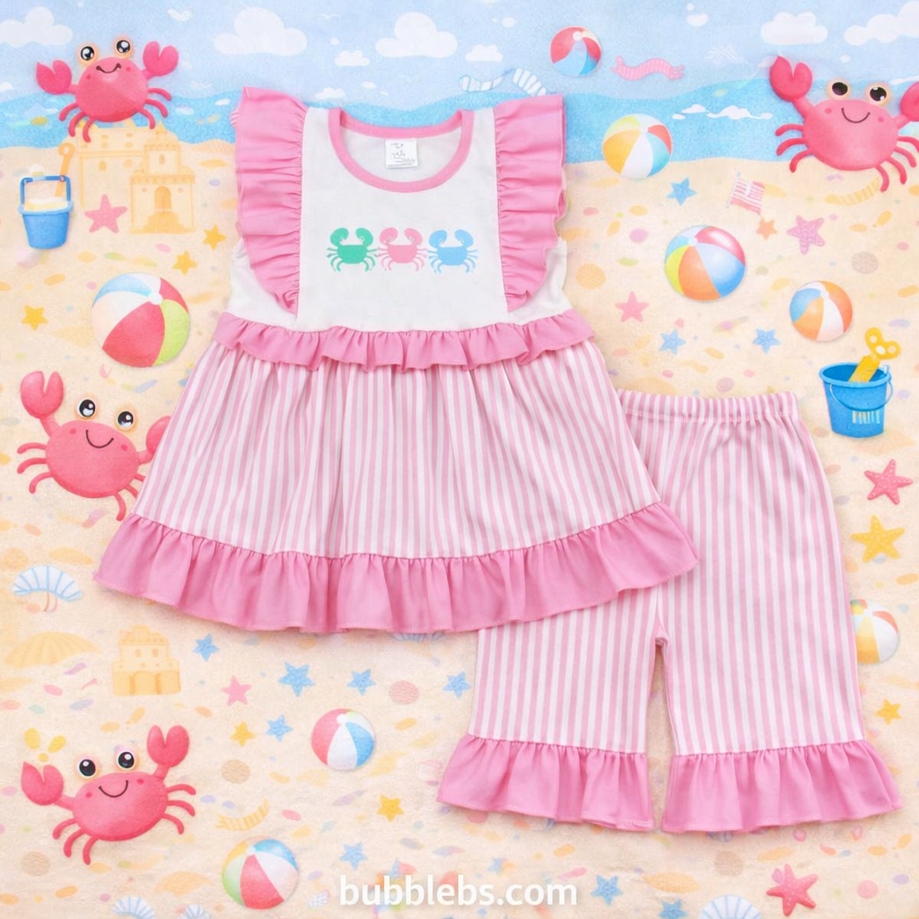 Crabby Cuties Striped Two Piece Set