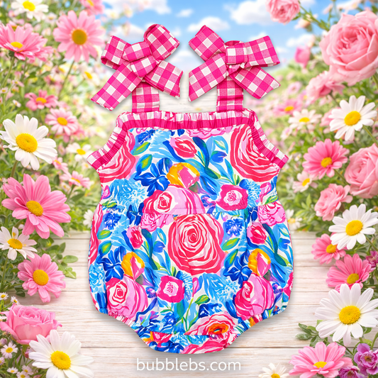 Baby Girls Pink Floral Tie-Strap Romper