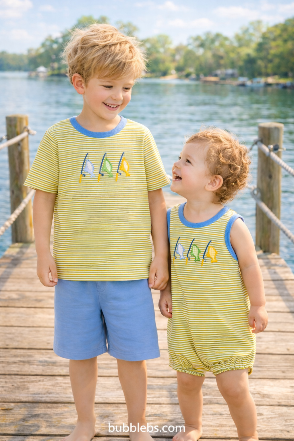 Gone Fishin' Striped Shorts Set