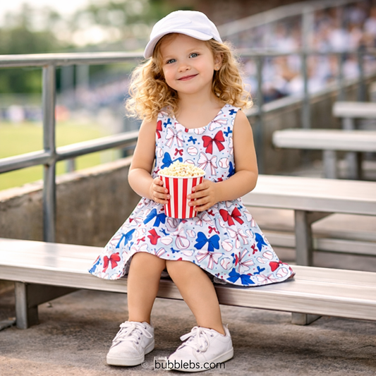 Baseball Bows Sleeveless Dress Skort
