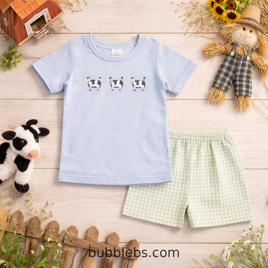 Blue Cows Sibling Set Boys Two Piece