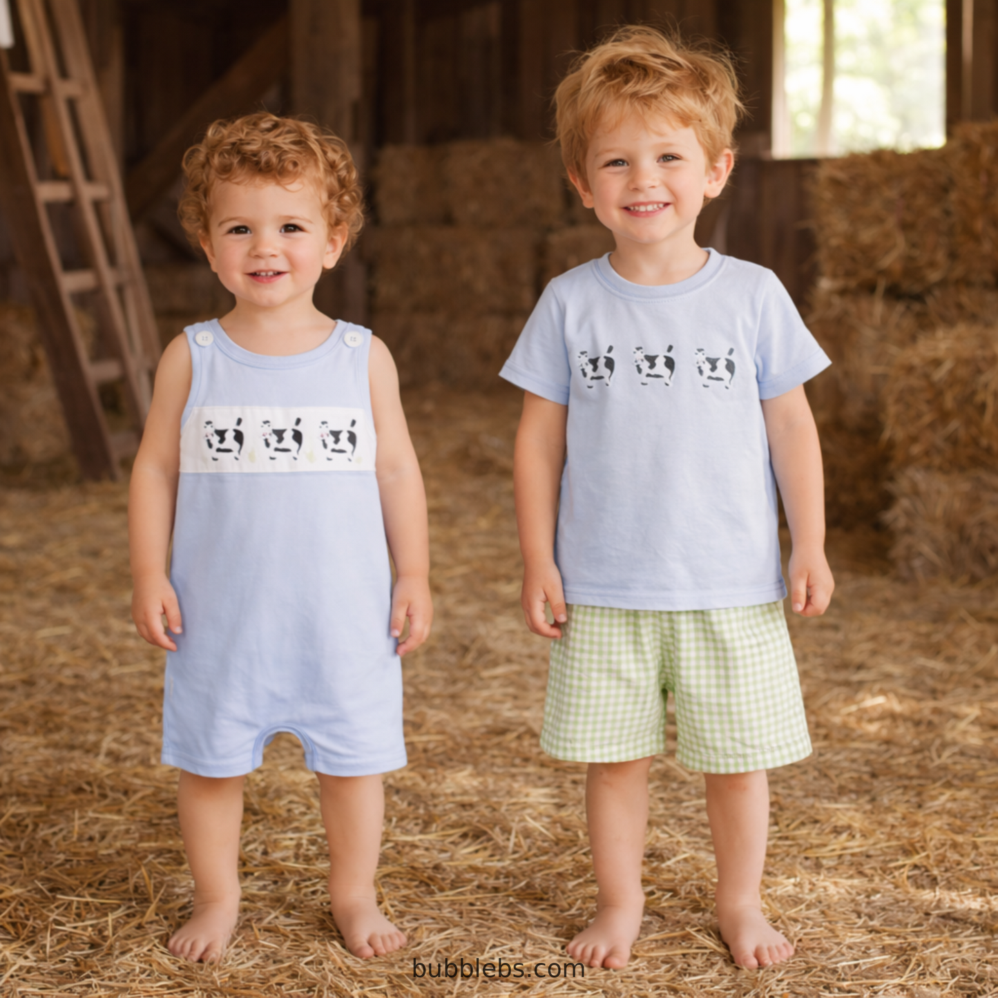 Blue Cows Sibling Set Boys Romper