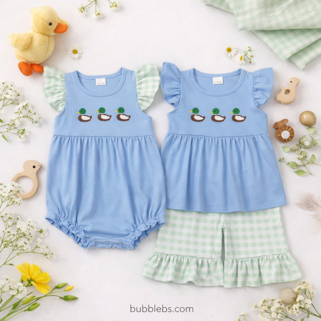 Blue Ducks Flutter Sleeve Bubble