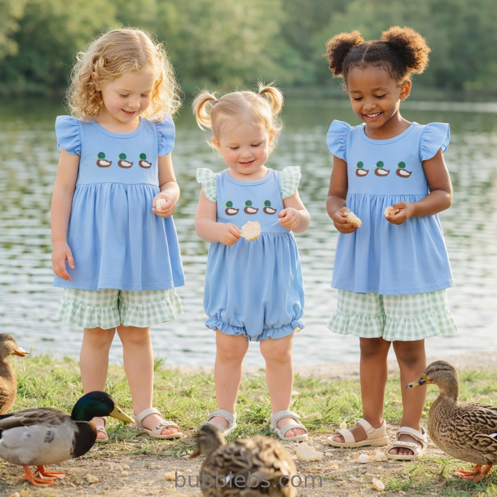 Blue Ducks Flutter Sleeve Bubble
