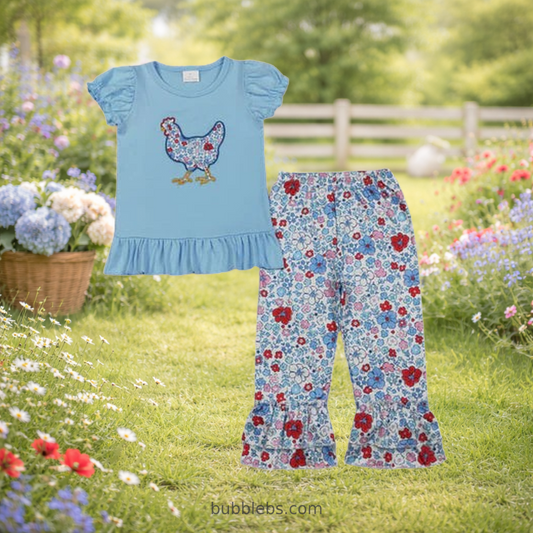 Bluebird Garden Chicken Sibling Set Girls Two Piece