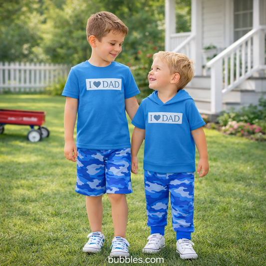 Camouflage Blue Boys Two Piece Set with Long Pants and Hoodie